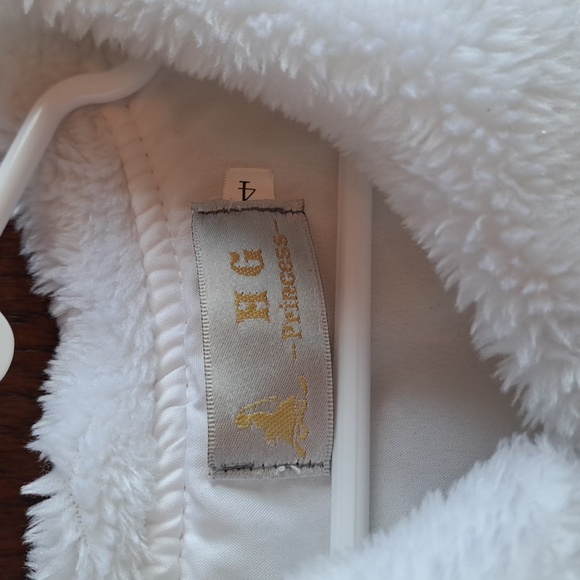 HG Princess size 4 white faux fur vintage long sleeve dress collar - Picture 2 of 5